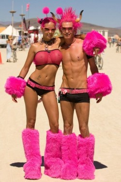Tassy Pink in sheer top at Burning Man – Flower Power Evolution